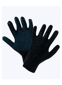 Перчатки хб 4-х нитка с ПВХ точка ГОСТ, черные 10 класс
